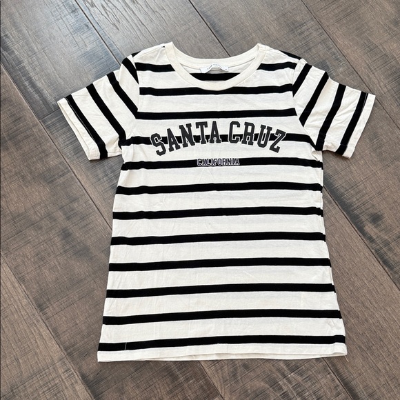 As New LCW VISION  Santa Cruz Black and White Striped Tee SIZE XS - Picture 1 of 8